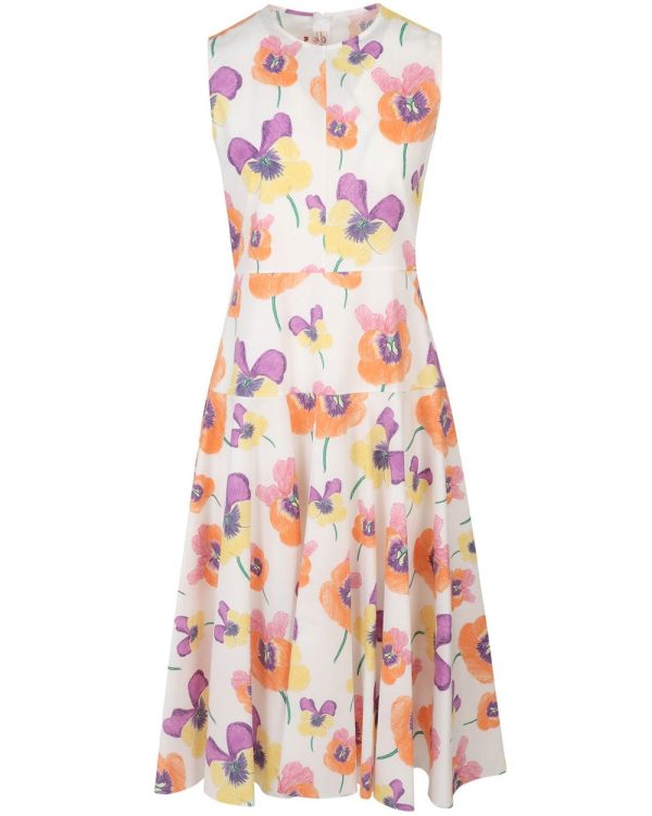 Allover Floral Print A-line Midi Dress For Sale