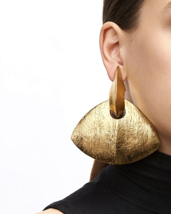 Acacia Wood and Gold Foil Florence Fan Earrings Discount