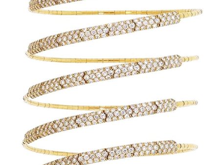 18k Yellow Gold Pave Diamond 5 Row Coil Bracelet Online now