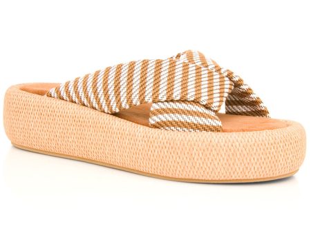 Andrewti Platform Sandal in White and Brown Sale