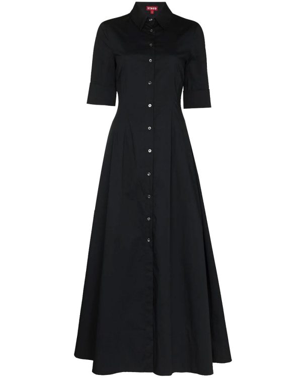 Black Button Down Joan Maxi Dress For Sale