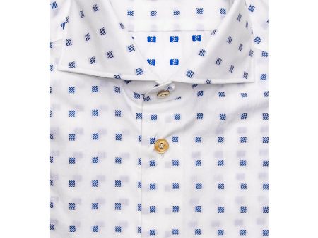 White with Blue Squares Shirt For Discount