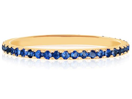 14k Yellow Gold Blue Sapphire Eternity Stack Ring Supply