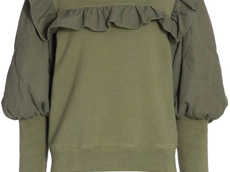 Army Quilted Puff Sleeve Layla Sweatshirt Online