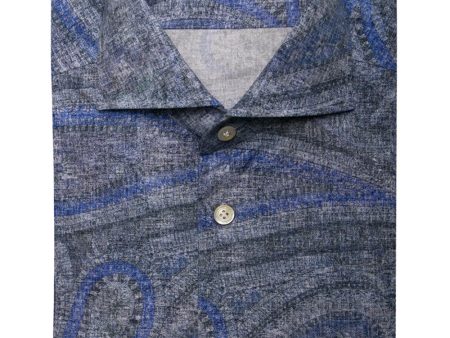 Washed Blue Tonal Paisley Sport Shirt Fashion