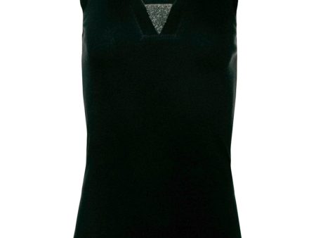 Black Cotton Jersey Rib Monili Tank For Discount