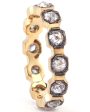 18k Yellow Gold Grey Diamond Honeycomb Band Ring Fashion