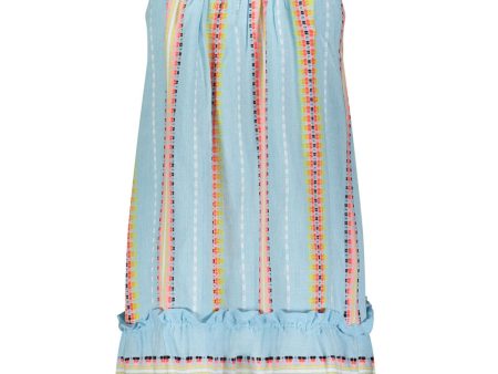 Aqua Multi Doti Swing Dress For Cheap