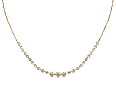 18k Yellow Gold Floating Sequenced Diamond Necklace For Sale