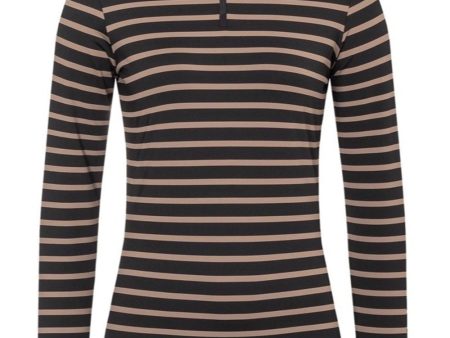 Black Beline Striped Pullover Jacket For Sale