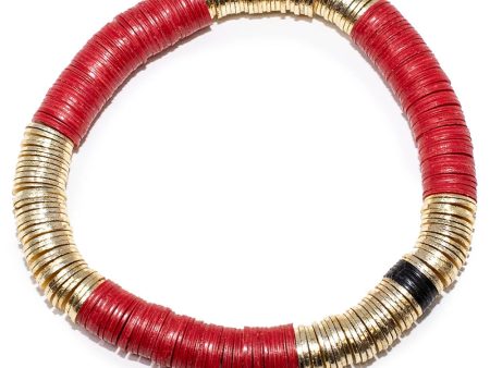 14k Gold and Red Vinyl Stretch Bracelet Discount