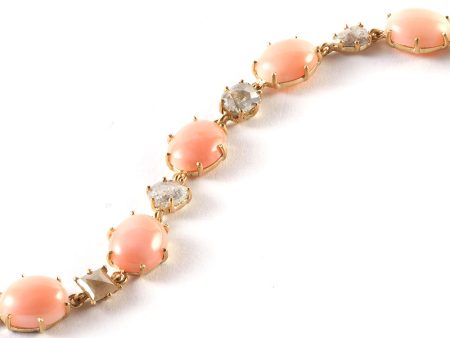 Angel Skin Coral and Diamond Bracelet For Cheap