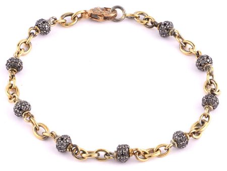 18k Yellow Gold Black Diamond Bead Bracelet Sale