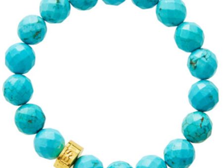 22k Gold and Turquoise Stretch Bracelet For Discount