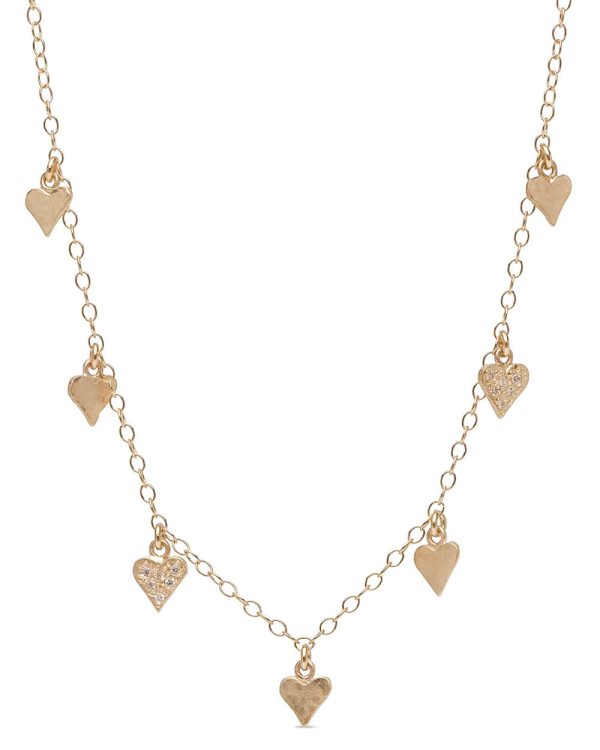 Yellow Gold Diamond Heart Charm Necklace Online Sale