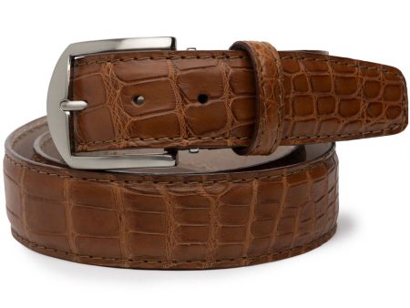 American Alligator Belt in Cognac For Discount