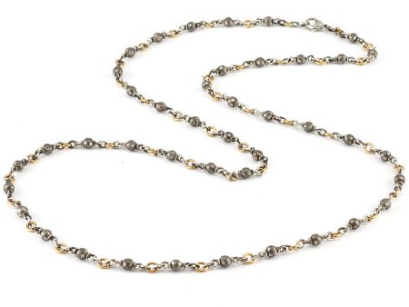 18k Yellow Gold, White Gold, and Sterling Silver Diamond Link Necklace Cheap