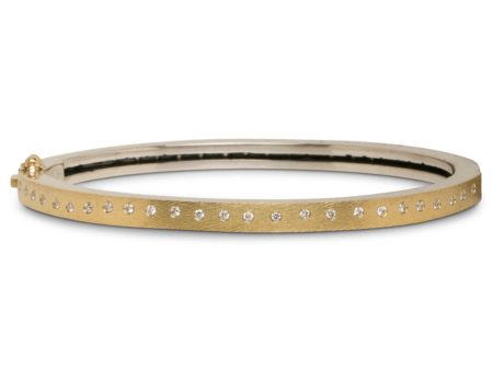 Yellow Gold and Sterling Silver Diamond Bangle Bracelet Online