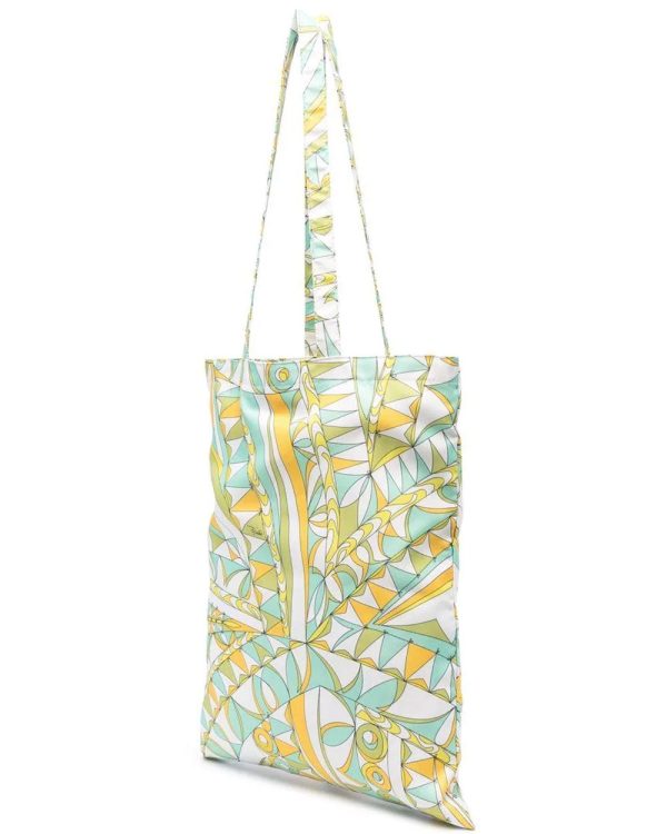 Bandierine Print Tote Bag in Aqua Giallo Hot on Sale