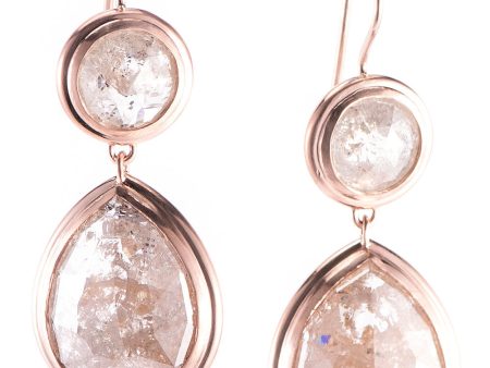 14k Rose Gold Diamond Double Drop Earrings Online Sale