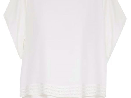 White Playful Volumes Round Neck Blouse Online