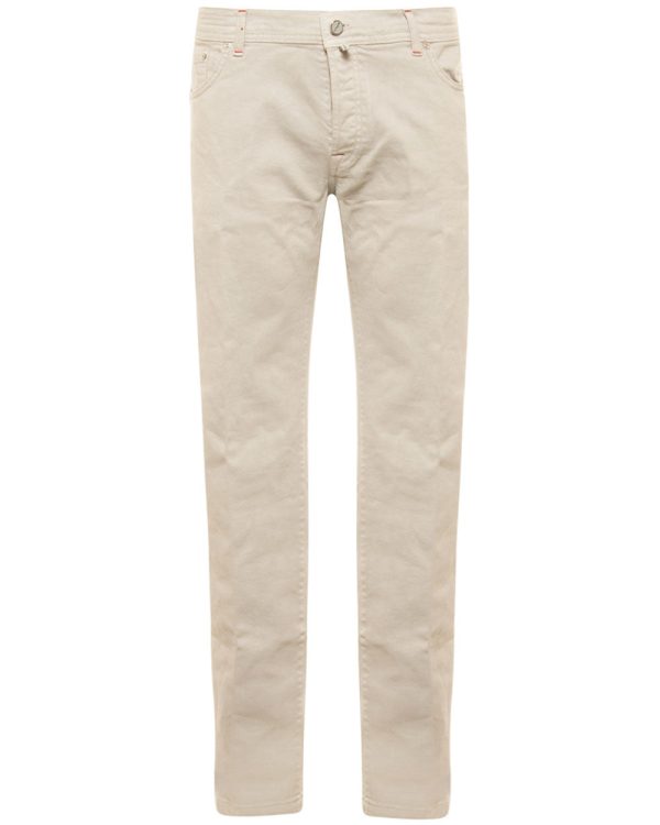 5 Pocket Denim Pant in Khaki Online Hot Sale