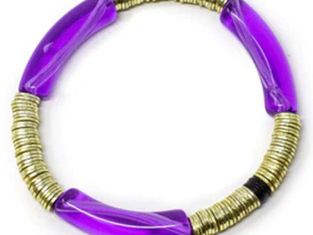 14k Gold and Purple Amethyst Zo Stretch Bracelet on Sale