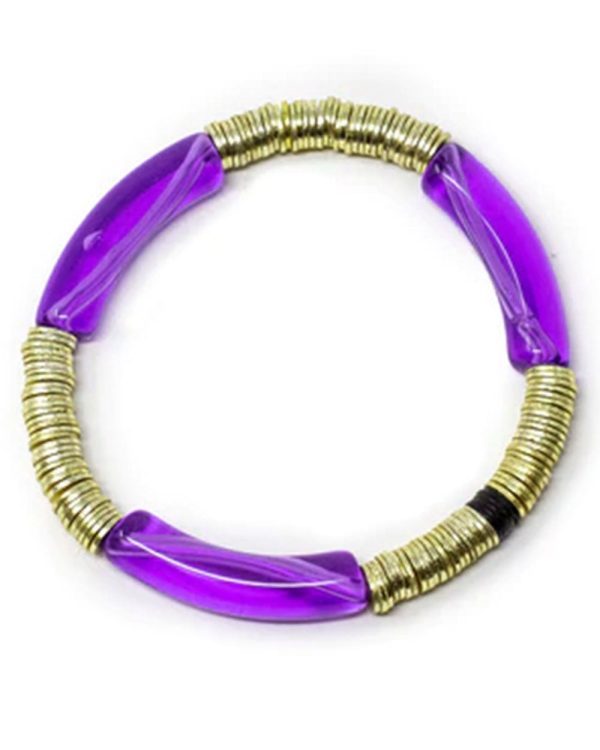 14k Gold and Purple Amethyst Zo Stretch Bracelet on Sale