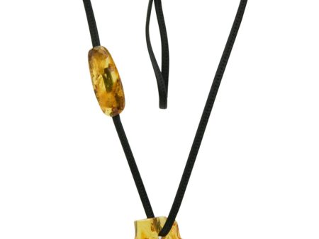 Amber Cross Ebony Leather Necklace Fashion