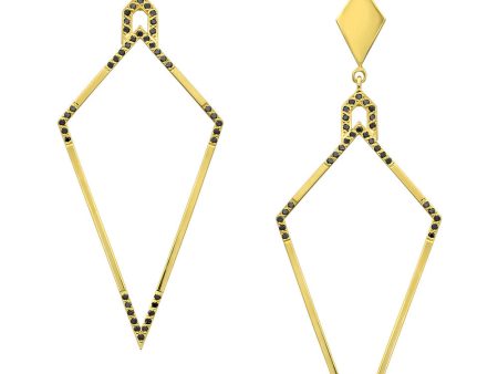 14k Yellow Gold Black Diamond Amulet Earrings Discount