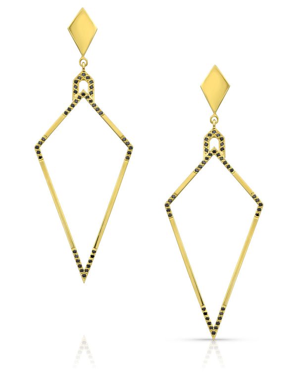 14k Yellow Gold Black Diamond Amulet Earrings Discount