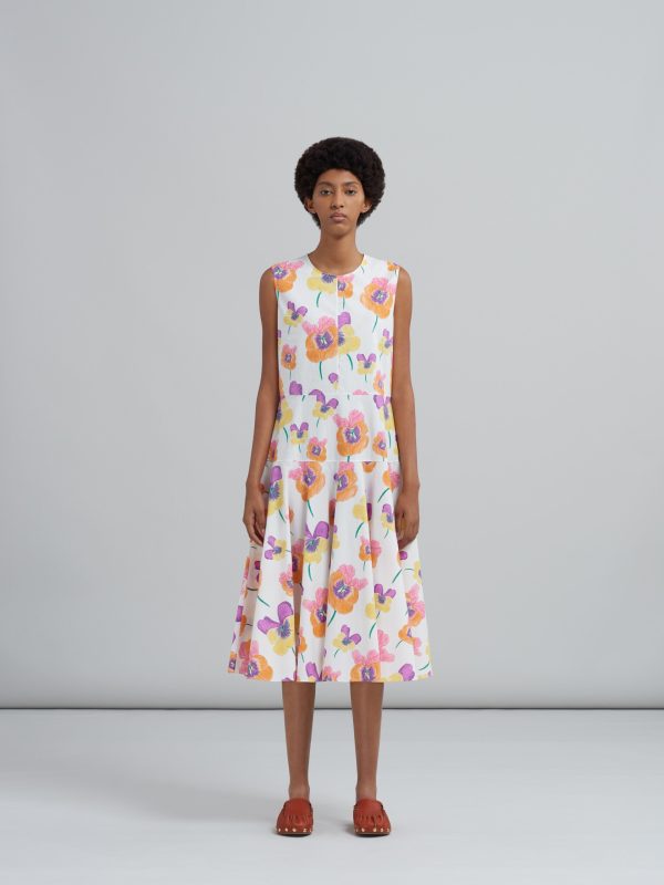 Allover Floral Print A-line Midi Dress For Sale