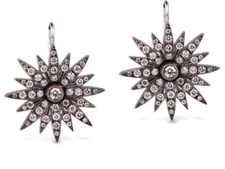 18k White Gold Starburst Diamond Earrings Online