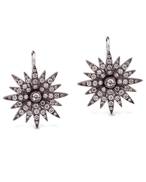 18k White Gold Starburst Diamond Earrings Online