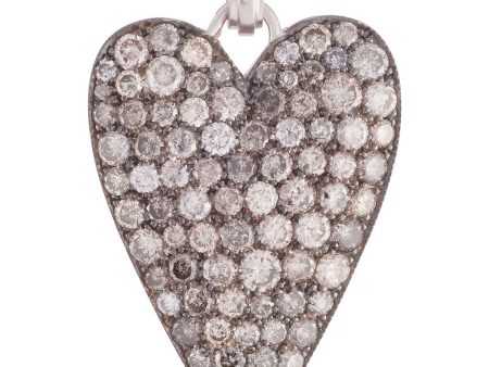 18k White Gold and Grey Diamond Heart Pendant Hot on Sale