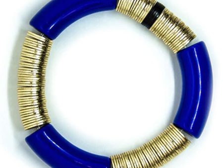 14k Gold and Cobalt Zo Stretch Bracelet on Sale