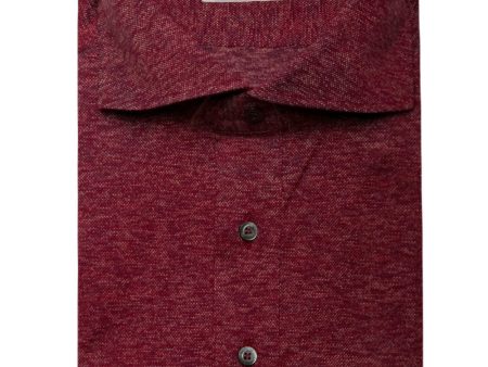 Berry Melange Cotton Self Collar Polo Online