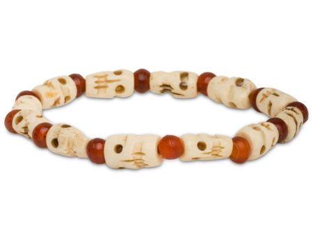 Amber, Horn and Bone Skull Beaded Bracelet Supply