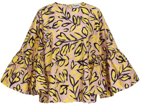 Ablaze Yellow Ruffle Sleeve Top Supply