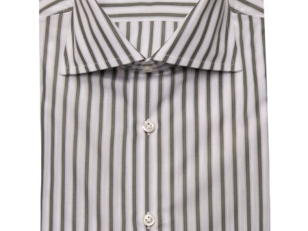 Grey and Blue Stripe Dress Shirt For Discount