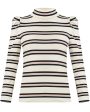 White Stripe Long Sleeve Cedar Turtleneck Fashion