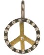 Yellow Gold and Sterling Silver Peace Sign Pendant Hot on Sale