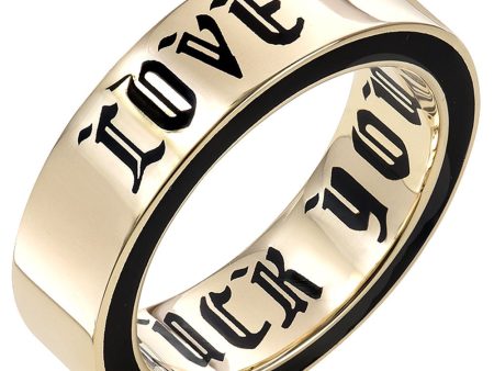 14k Yellow Gold Enamel Love Band Ring For Sale