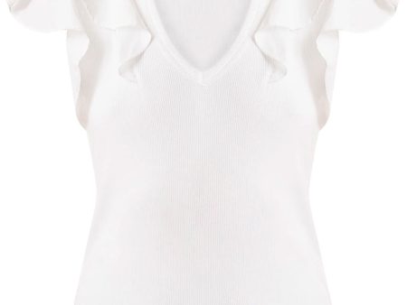 White Ribbed Cathie Top Supply