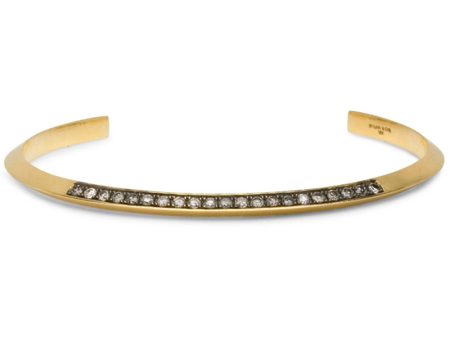 Yellow Gold Grey Diamond Knife Edge Cuff Bracelet Discount