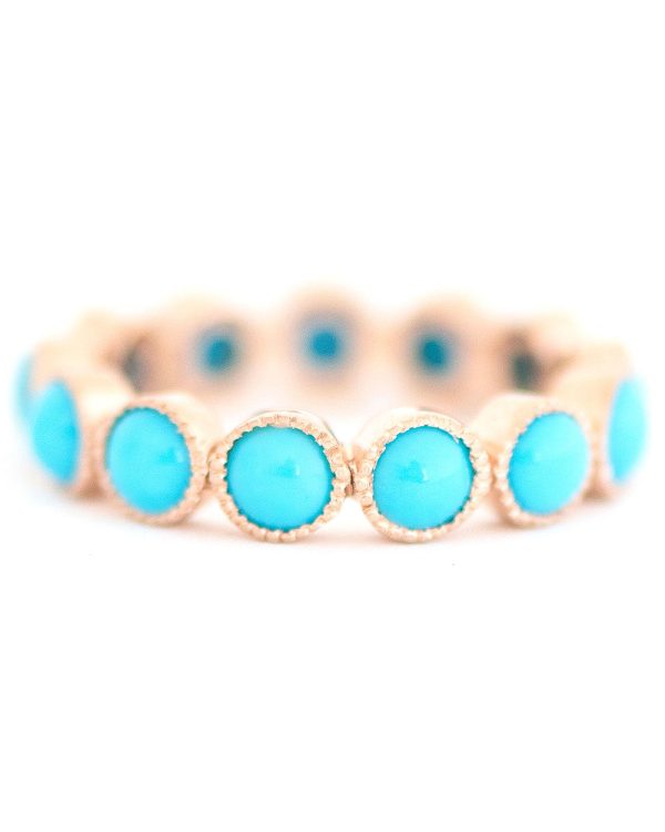 14k Rose Gold Turquoise Band Ring Cheap