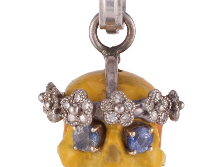 18k White Gold Jasper Sapphire and Diamond Skull Pendant Supply