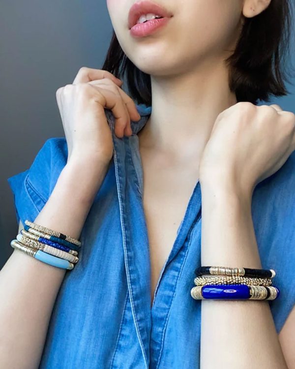 14k Gold and Cobalt Zo Stretch Bracelet on Sale