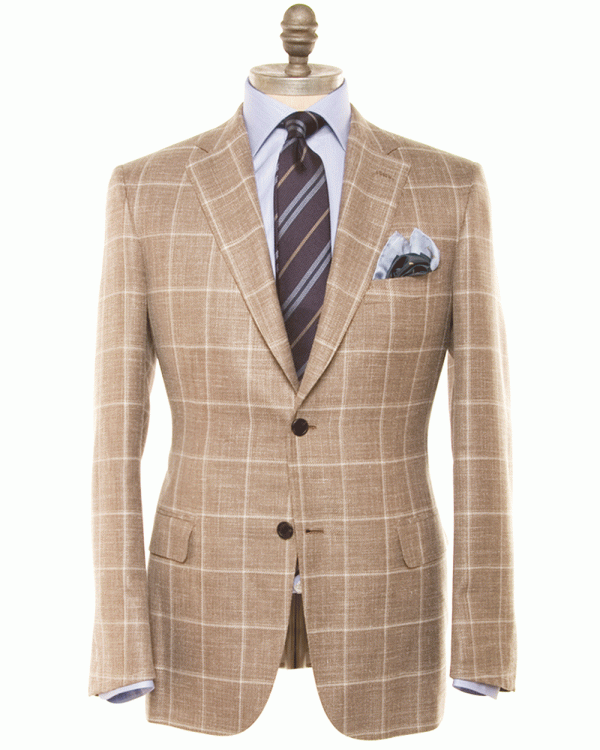 Beige Windowpane Sportcoat For Sale