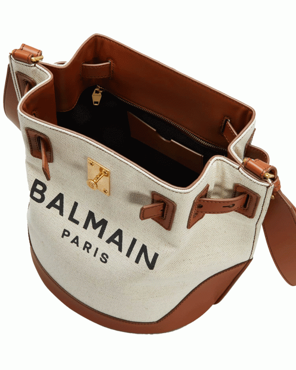 B Army Canvas Bucket Bag in Natural Maron Fashion